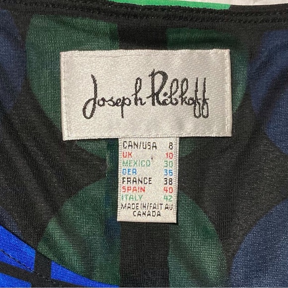 Joseph Ribkoff Midi Knit Dress in Bold Graphic Pattern | Cap Sleeves - Picture 8 of 16